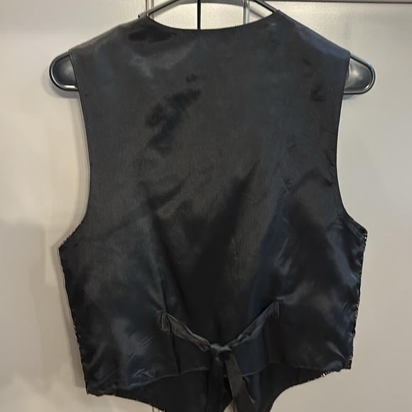 Clio Petites Vintage 80s Black Sparkle Velvet Formal Vest sz small - Picture 4 of 5